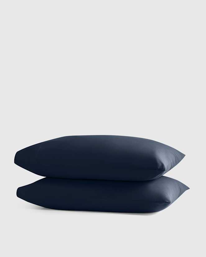 Navy Organic Crisp Percale Pillowcase Set