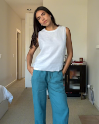 100- European Linen Tank White Ivana Ramirez 4x5
