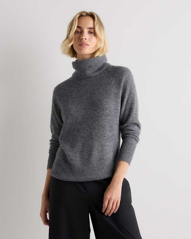 Smoked Charcoal Lightweight Baby Alpaca Turtleneck
