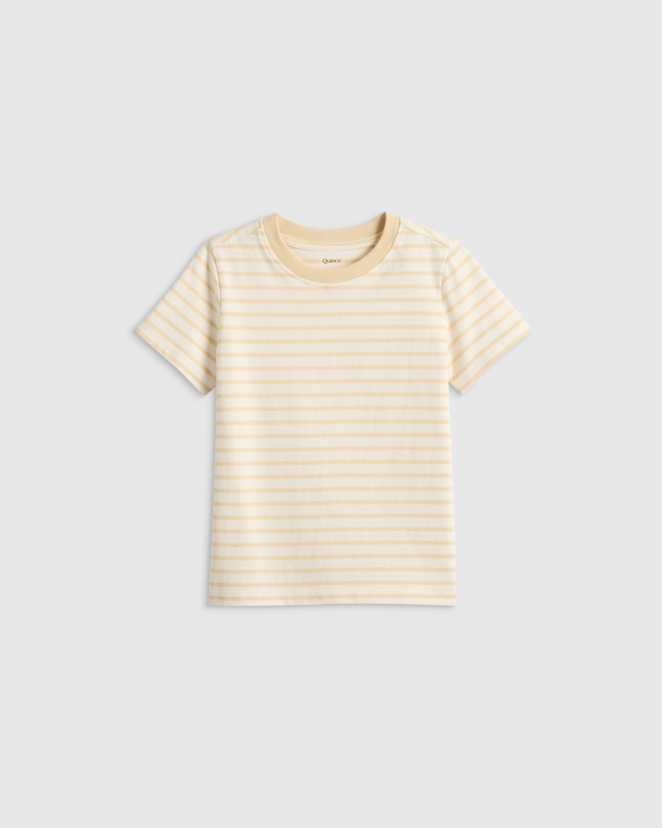 Oatmeal Stripe 100% Organic Cotton Jersey Short Sleeve Tee