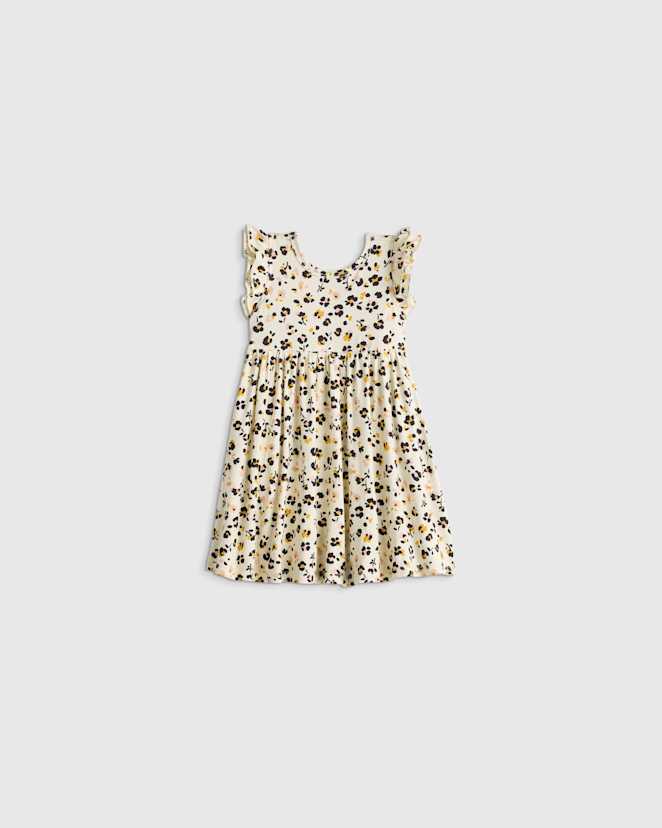 Confetti Floral Bamboo Short Sleeve Flutter Twirl Dress