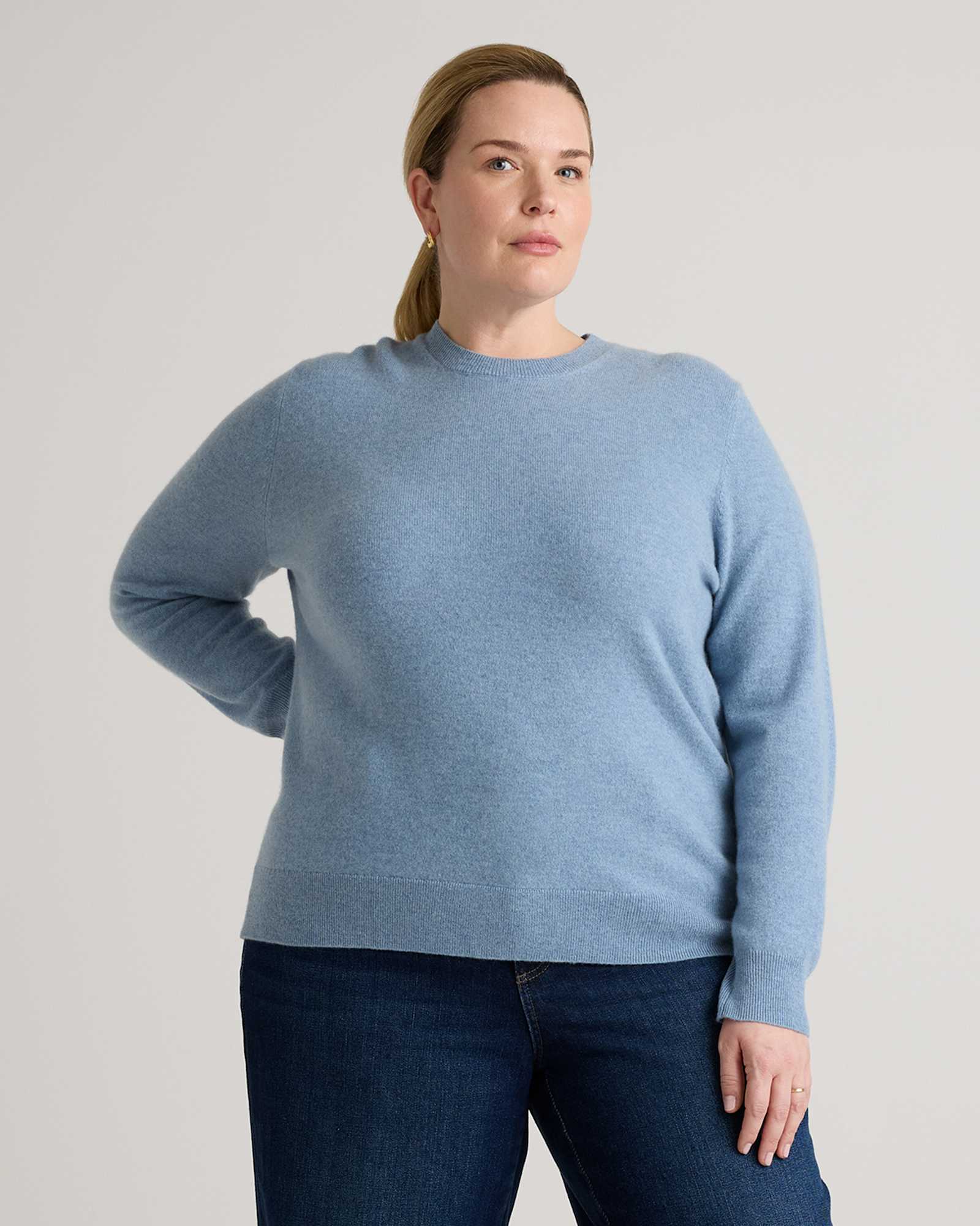 Faded Denim Mongolian Cashmere Crewneck Sweater
