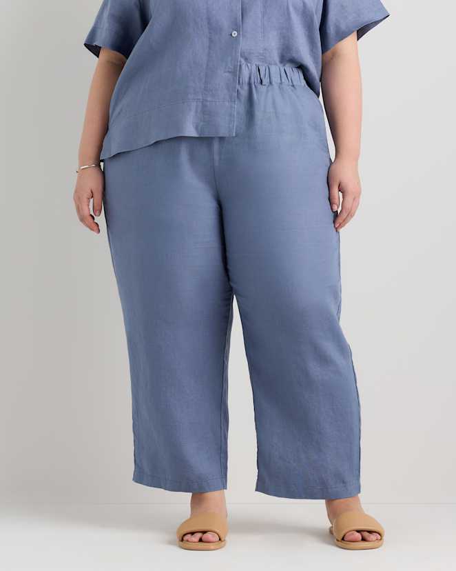 Moonstone Blue 100% European Linen Pants