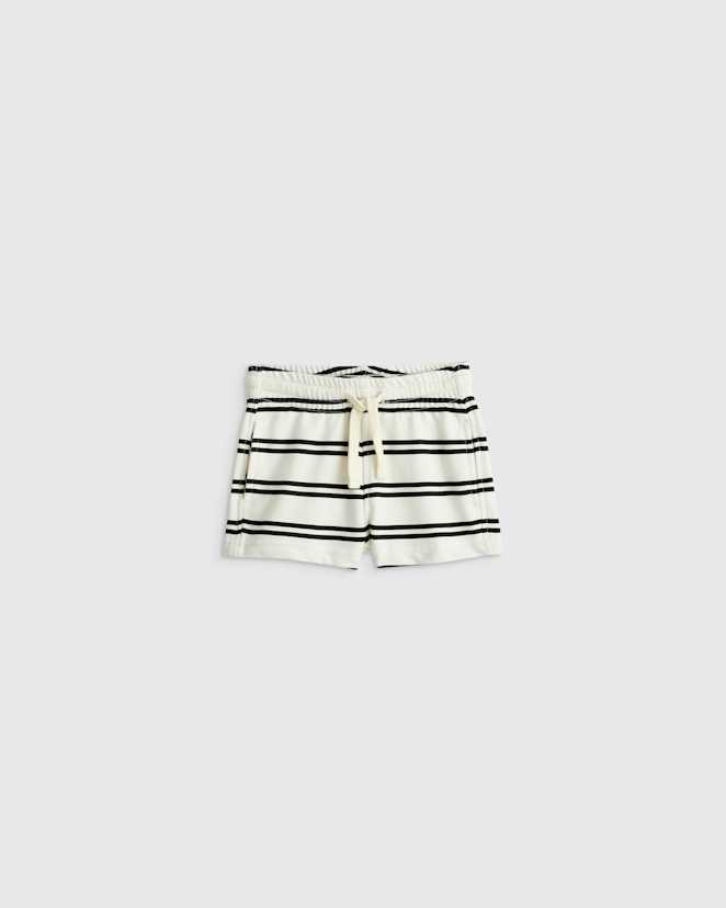 Black/White Stripe 100% Organic Cotton French Terry Short
