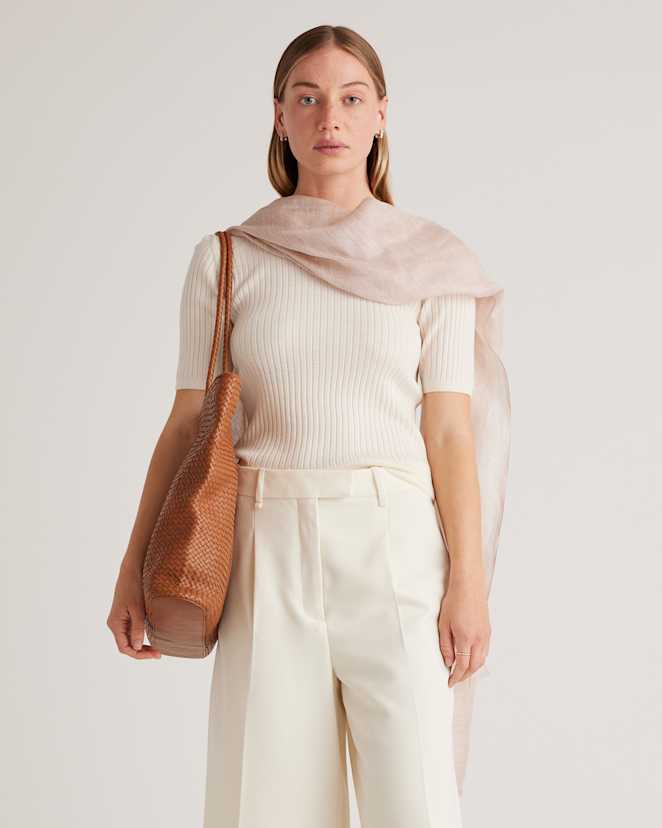 Soft Pink Lightweight Linen Silk Cashmere Scarf