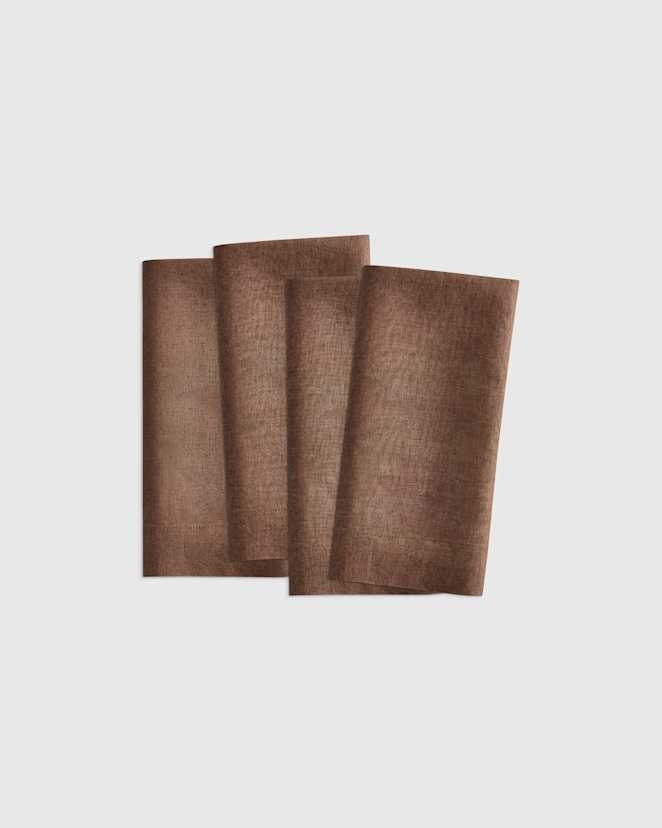 Espresso European Linen Wide-Hem Napkins (Set of 4)