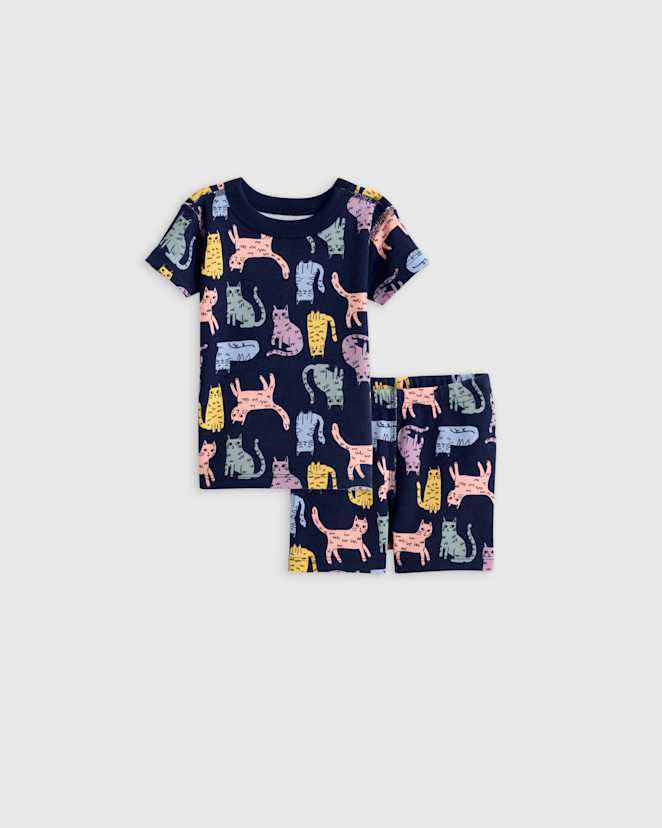 Cats 100% Organic Cotton Short Sleeve and Shorts Pajama Set
