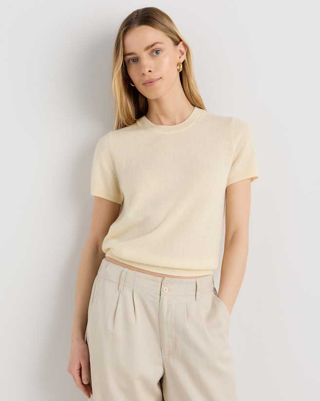 Pale Custard Yellow Mongolian Cashmere Tee