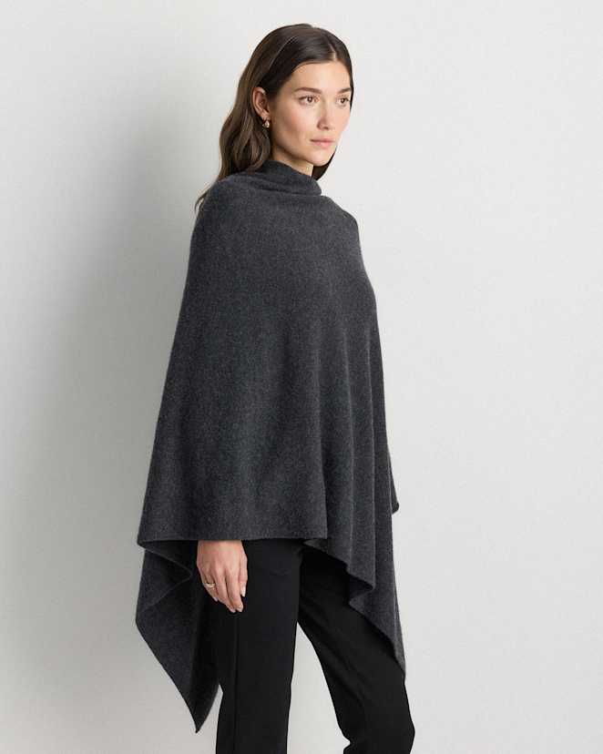 Charcoal Heather Mongolian Cashmere Poncho