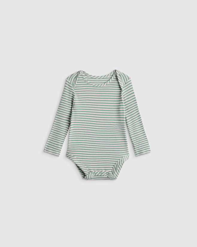Green Stripe Softest Rib Long Sleeve Bodysuit