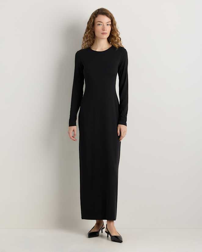 True Black Long Sleeve Knit Maxi Dress