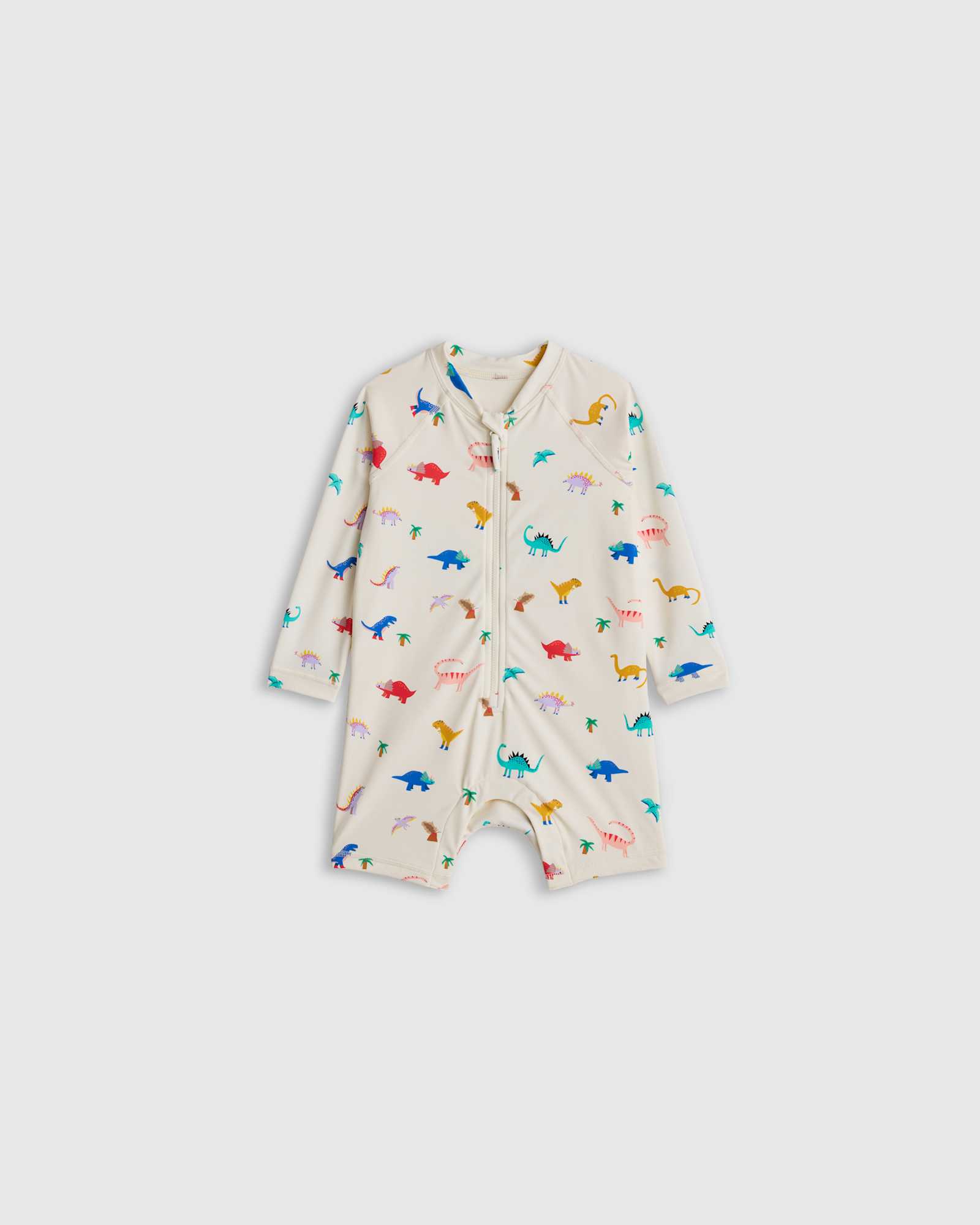 dinosaurs Long Sleeve Zip-Up Rash Guard One-Piece