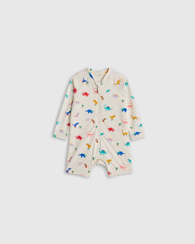 Dinosaurs Long Sleeve Zip-Up Rash Guard One-Piece