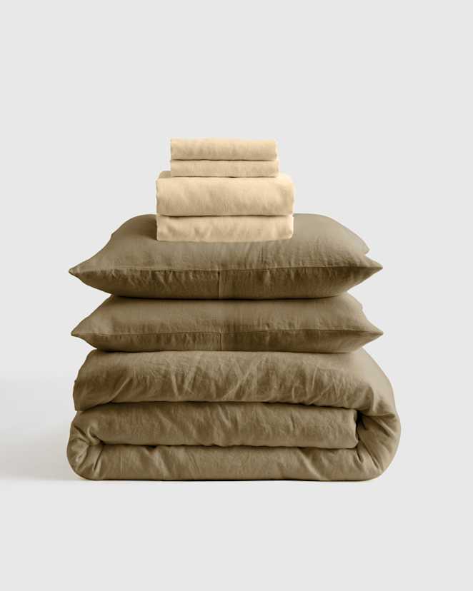 Oat European Linen Deluxe Bedding Bundle