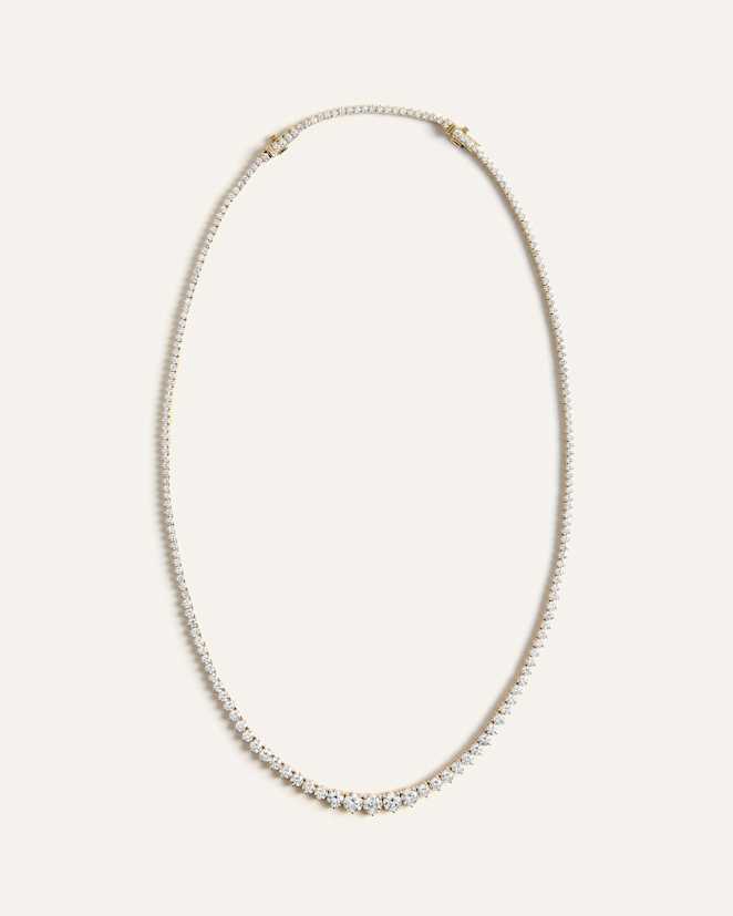 Yellow Gold 14K Gold Lab Grown Diamond Graduated Tennis Necklace - 10ctw