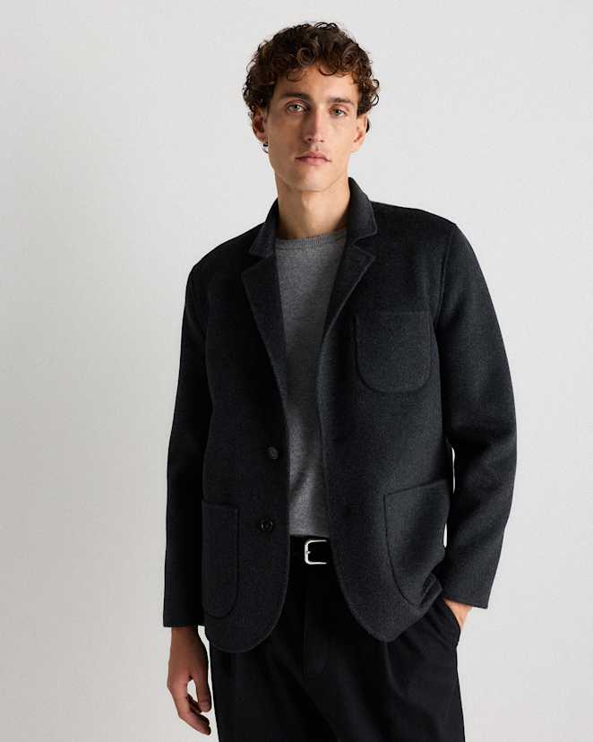 Heather Charcoal 100% Mongolian Cashmere Double-Faced Chore Blazer