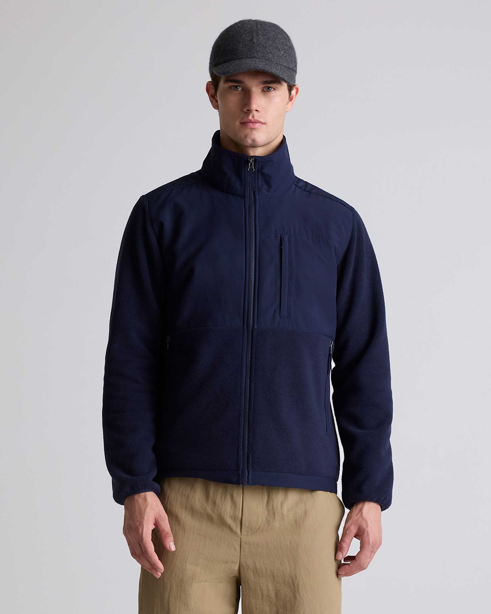 Deep Navy Polar Fleece Full-Zip Jacket