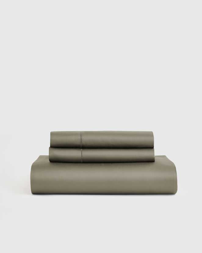 Dried Sage Giza Egyptian Cotton Sateen Fitted Sheet Set