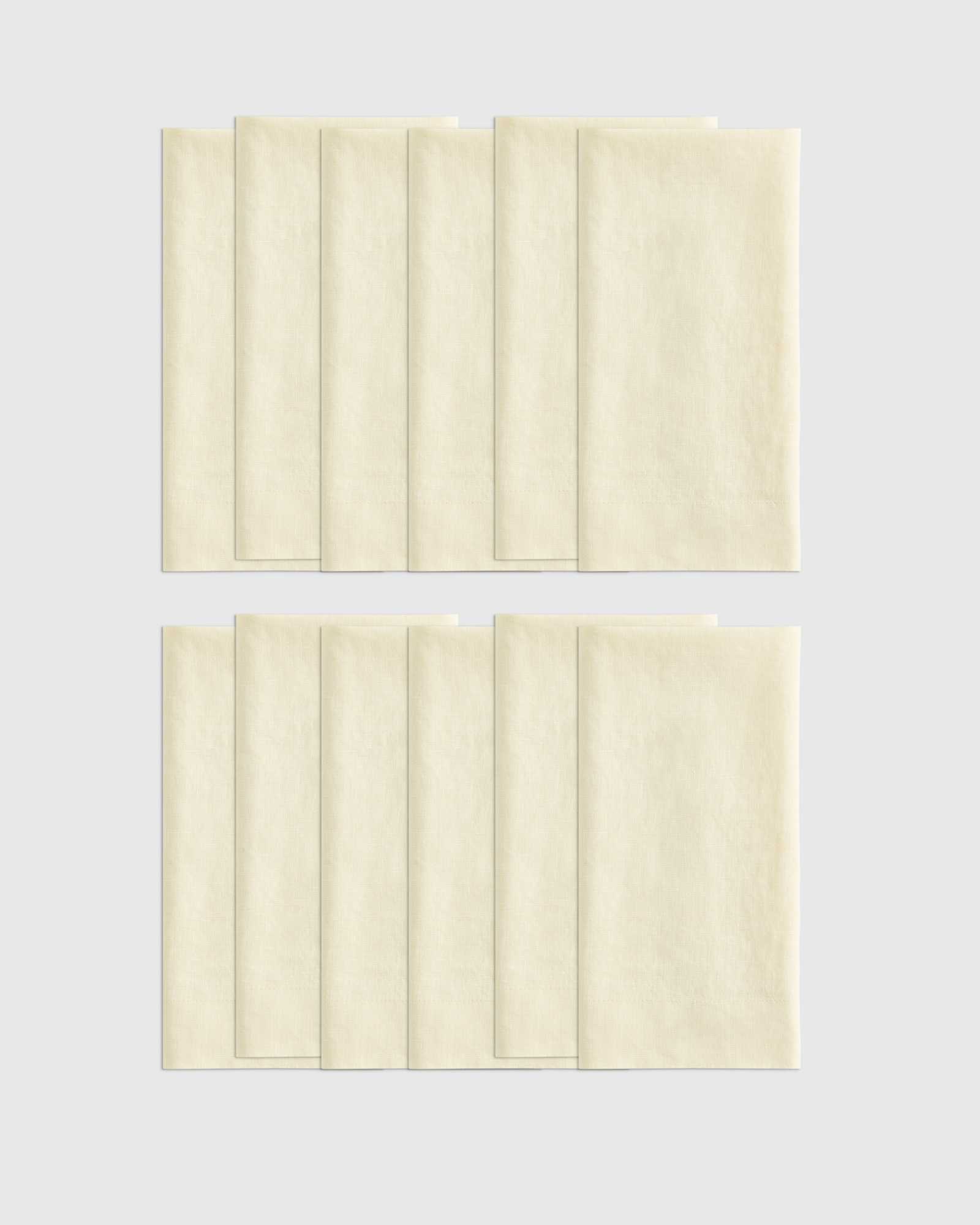 butter-yellow European Linen Wide-Hem Napkins (Set of 12)