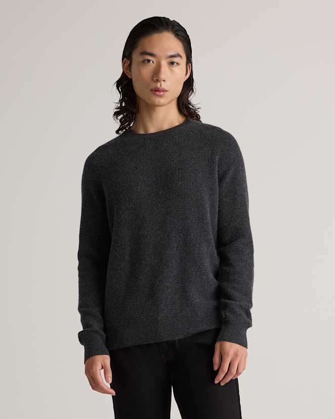 Heather Charcoal Mongolian Cashmere Waffle Sweatshirt