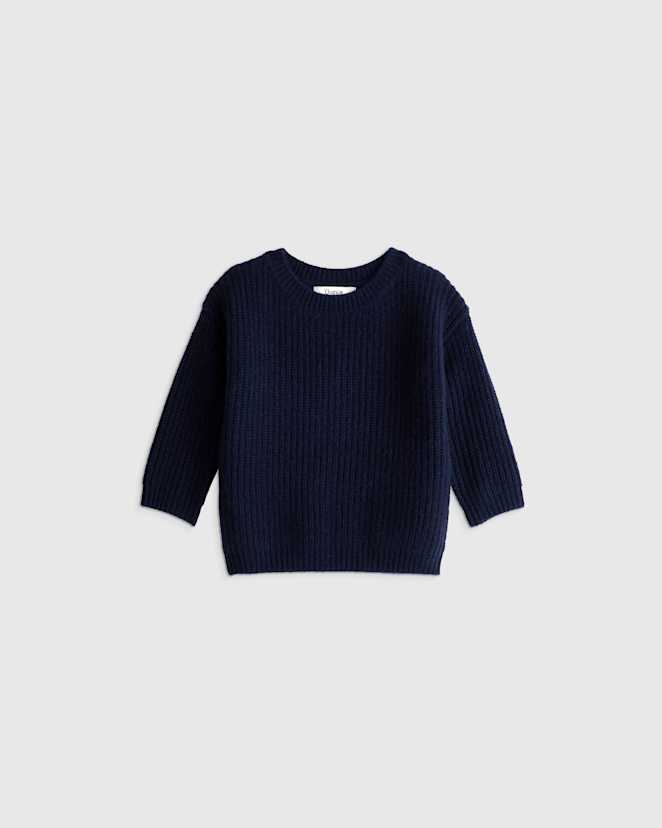 True Navy Washable Cashmere Fisherman Tunic Sweater