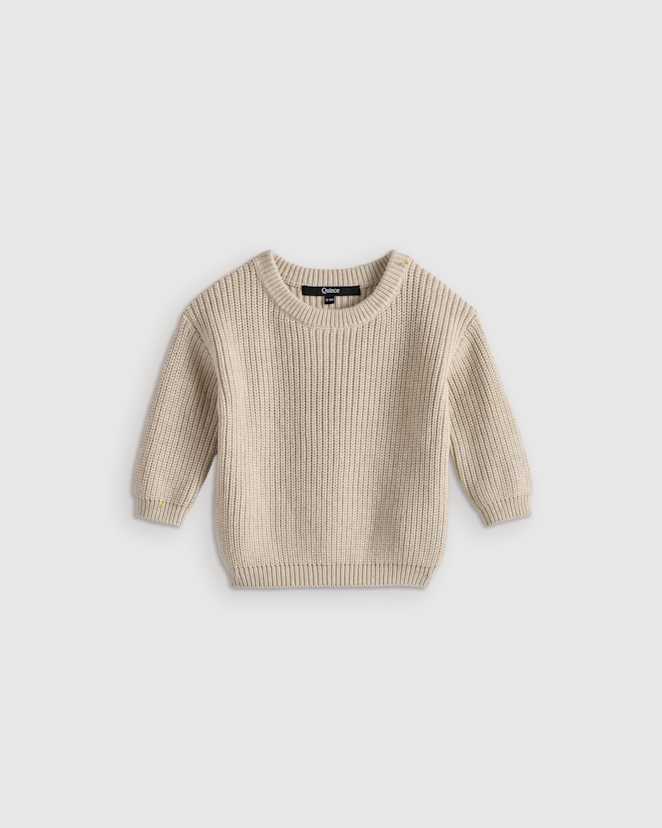 Speckled Beige Pull tunique style pêcheur en coton biologique à 100 %