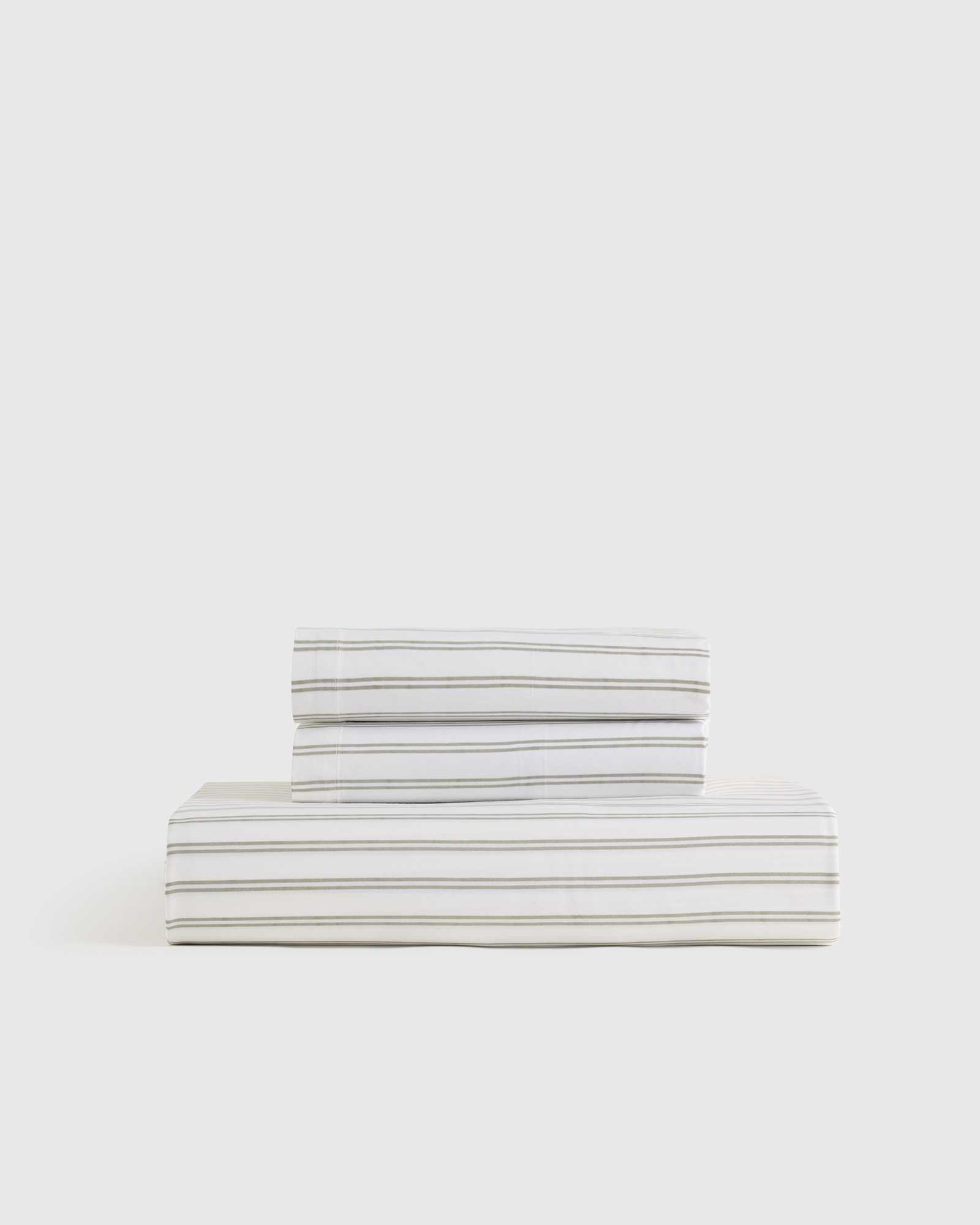 Double Stripe Sage Bamboo Stripe Fitted Sheet Set