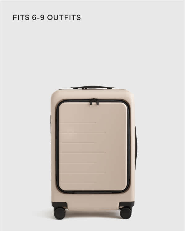 Tan Front Pocket Carry-On Suitcase