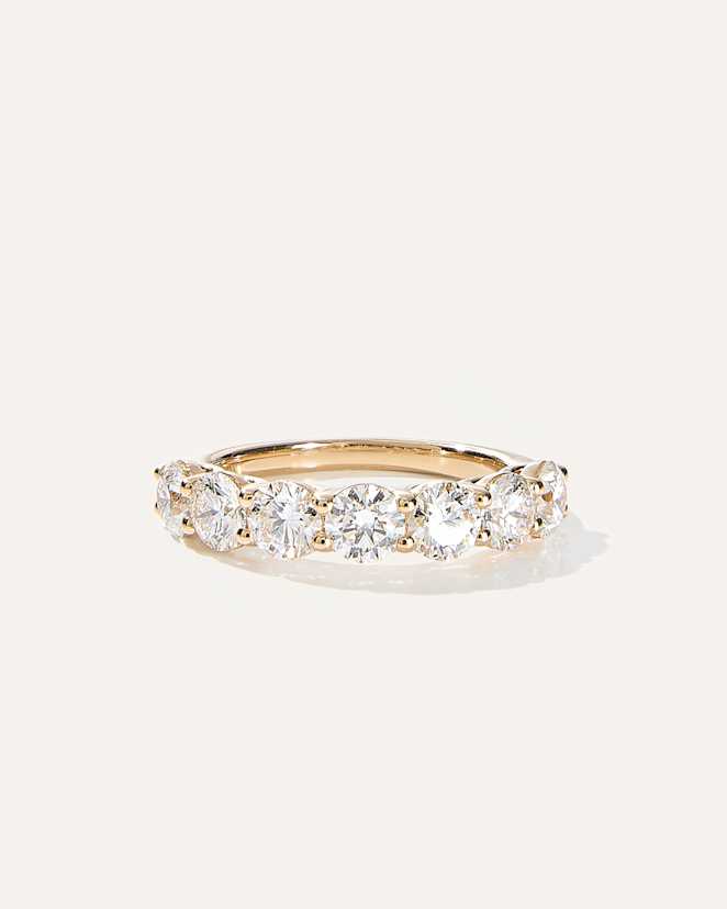 Yellow Gold Lab Grown Diamond Round Seven Stone Band