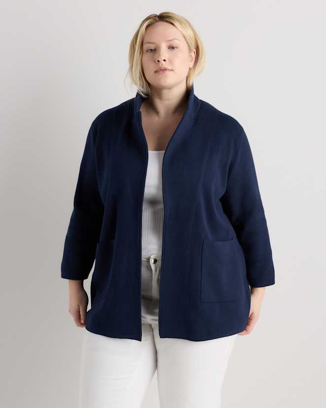 Navy 100% Organic Cotton Knit Blazer