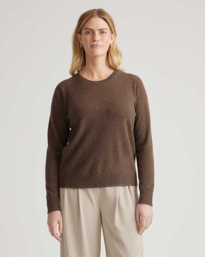 Brown Mongolian Cashmere Crewneck Sweater