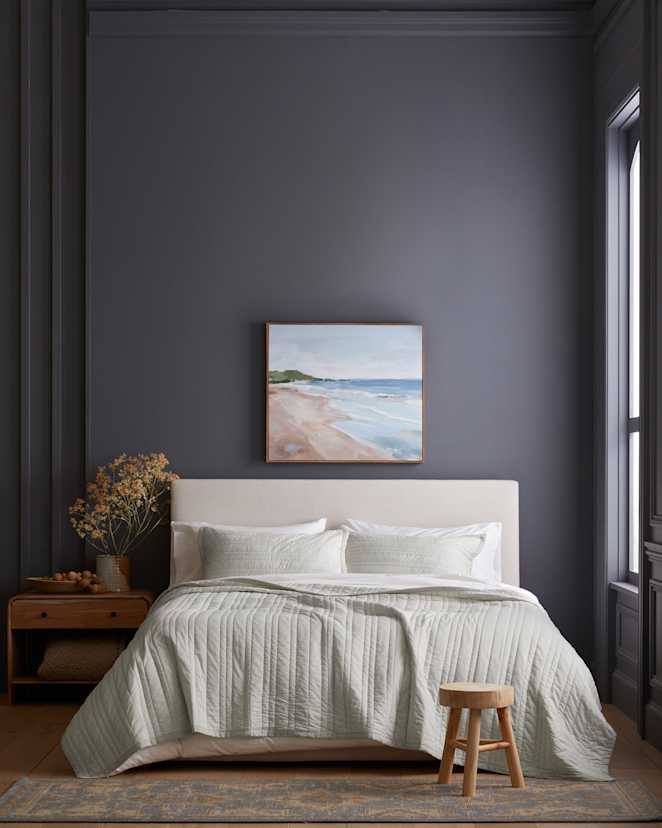Light Grey Organic Cotton Stripe Stitch Quilt Set