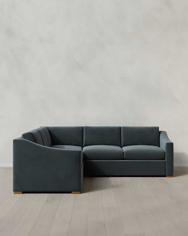 Pine Hollis Slope Arm L Sectional in Performance Velvet