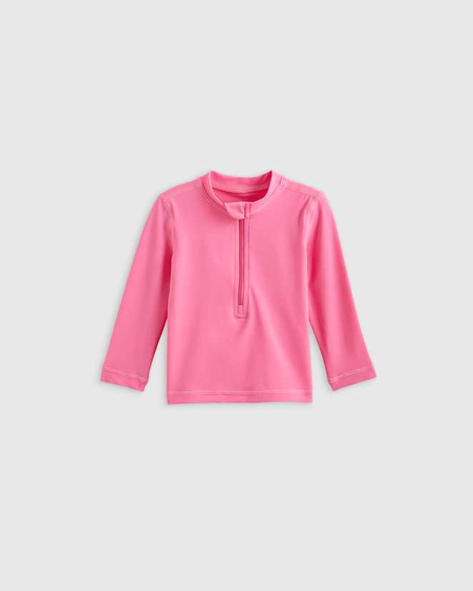 Watermelon Pink Long Sleeve Zip-Up Rash Guard