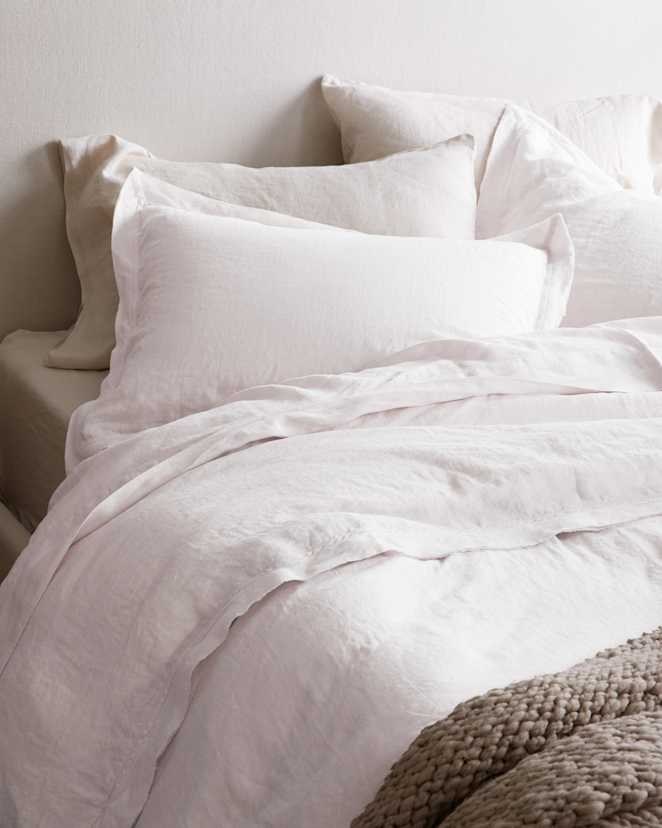 White European Linen Double Flange Sham Set