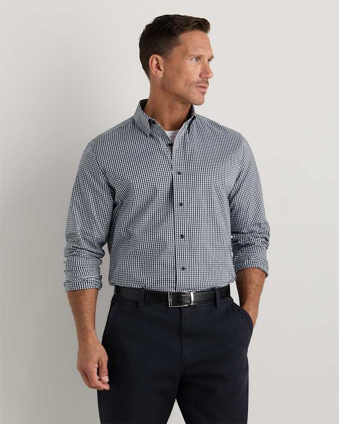Blue Gingham Supima Cotton-Tencel Everyday Shirt