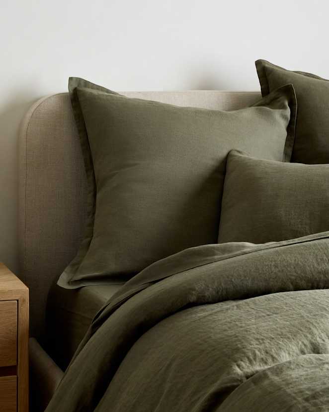 Dusty Olive European Linen Euro Sham