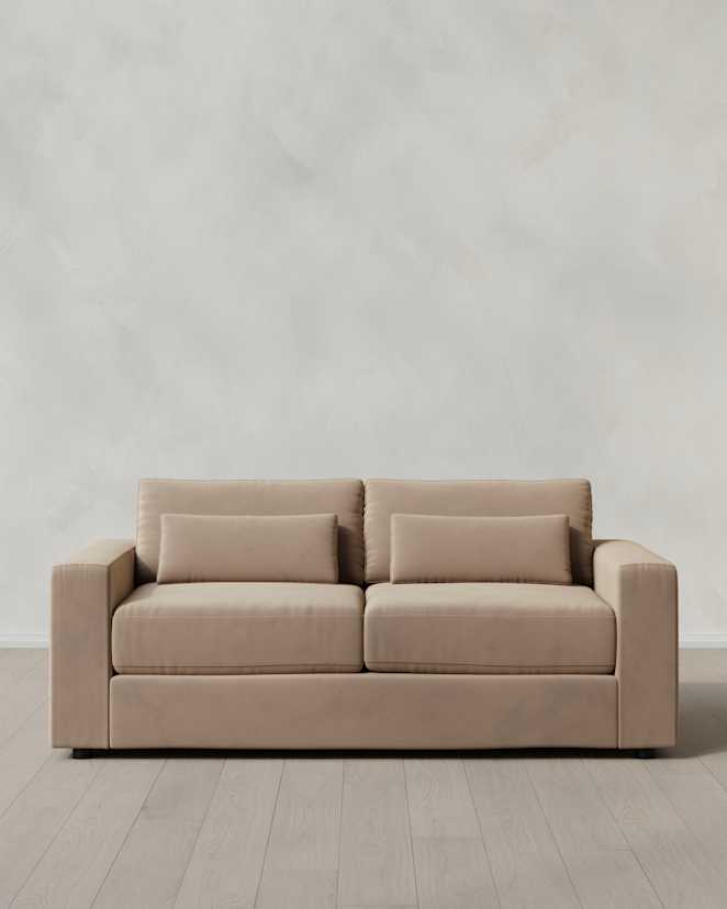 Taupe Ashford Deep Seat Sofa in Performance Velvet