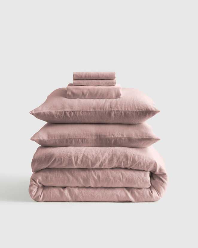 Dusty Mauve European Linen Deluxe Bedding Bundle