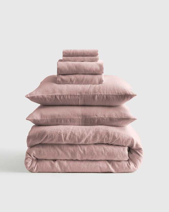 Dusty Mauve European Linen Deluxe Bedding Bundle