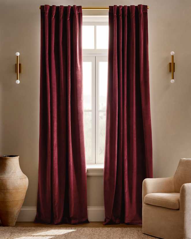 Bordeaux Cotton Velvet Curtain - Single Panel