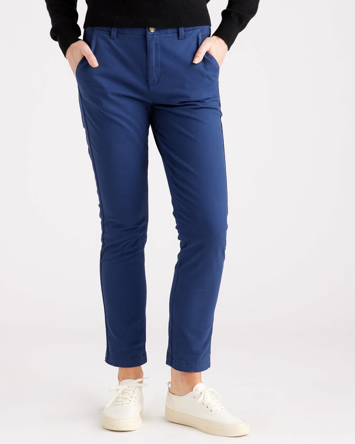 Navy Stretch Cotton Twill Girlfriend Chino Pants