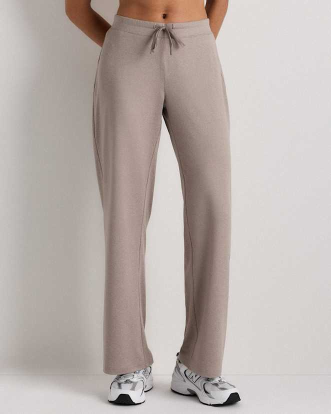 Heather Morel Grey Flowknit Wide Leg Pants