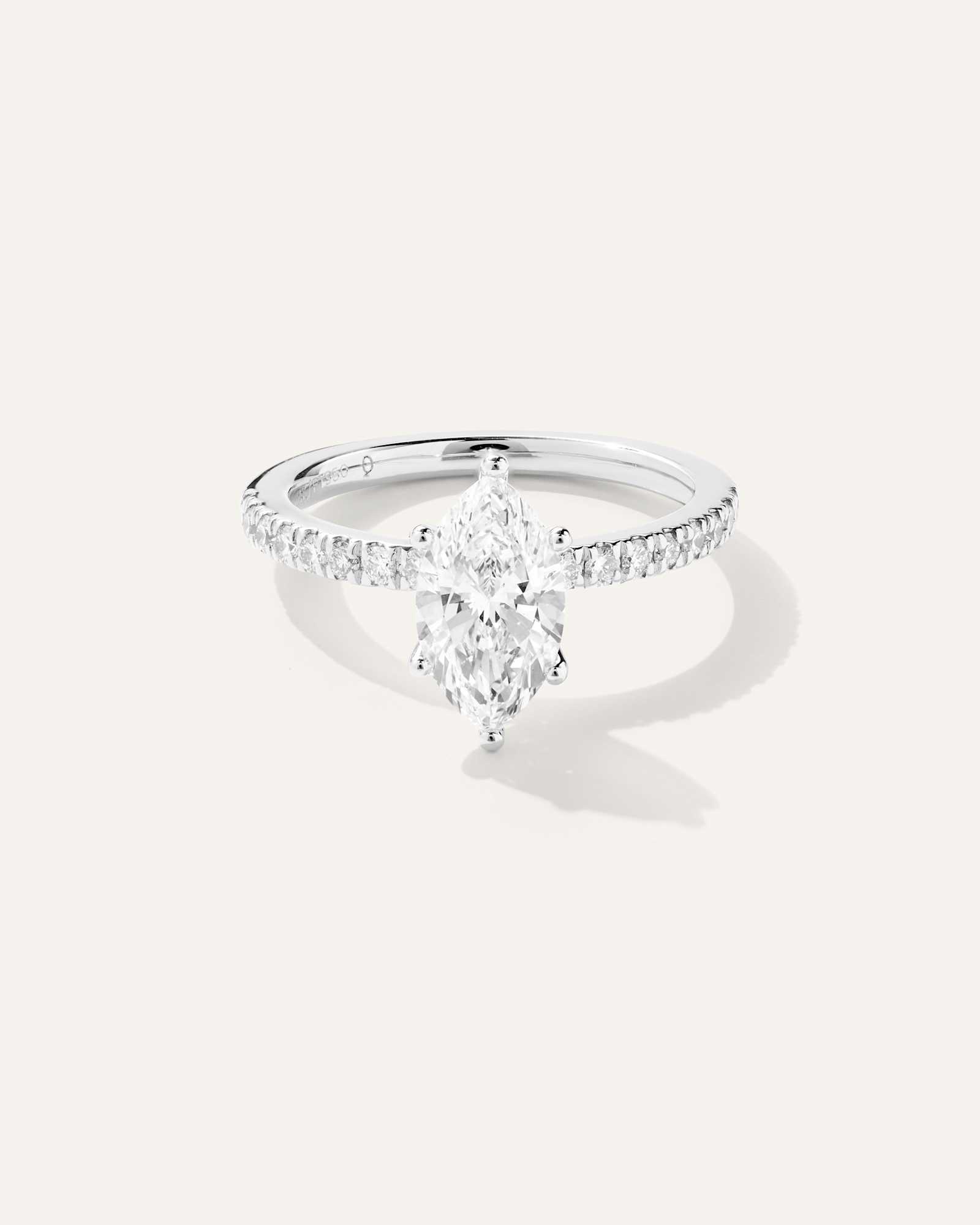 Platinum Lab Grown Diamond Marquise Petite Pave Engagement Ring - 1.5ct
