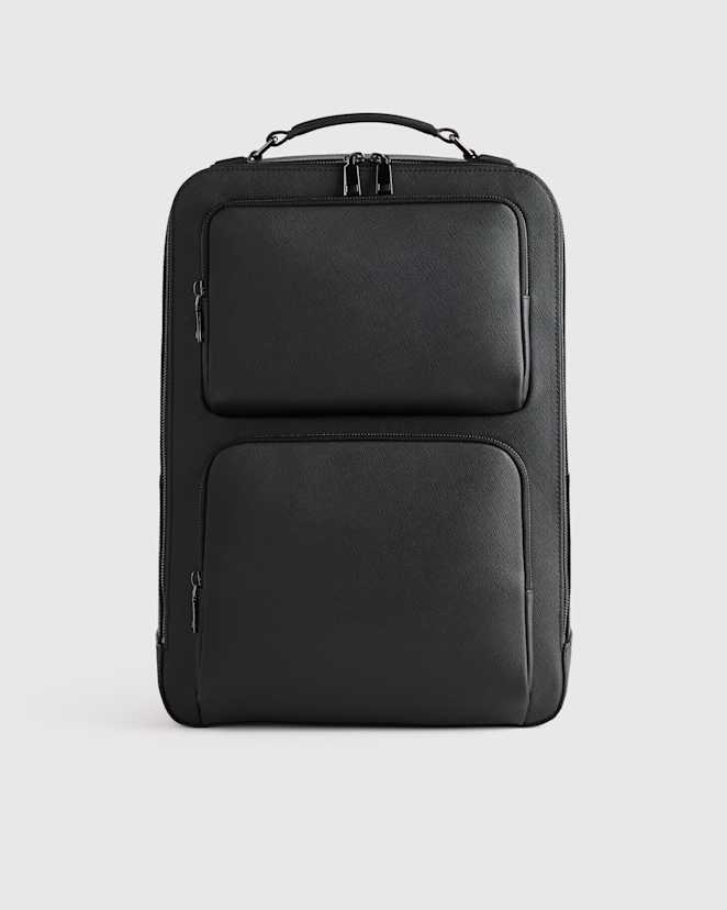 Black Italian Saffiano Laptop Backpack