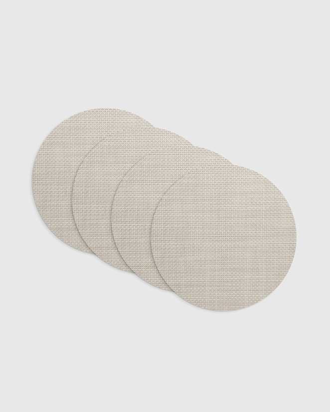 Khaki Basketweave Easy-Care Round Placemat, Set of 4 by Chilewich