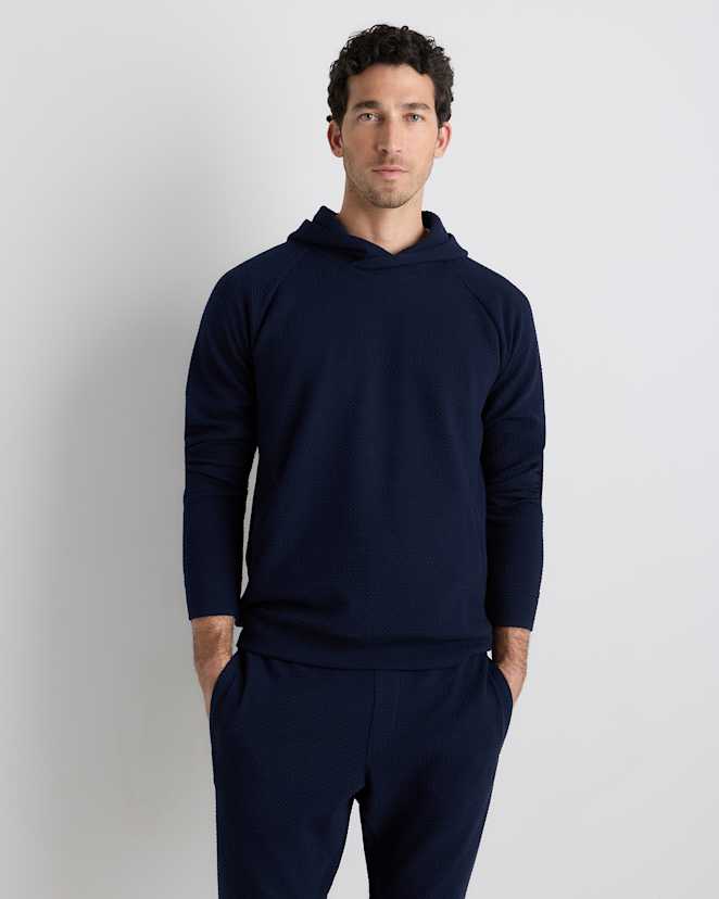Deep Navy Waffle Knit Hoodie