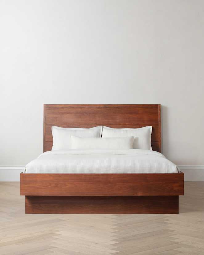 Walnut Brown Solid Wood Platform Bed