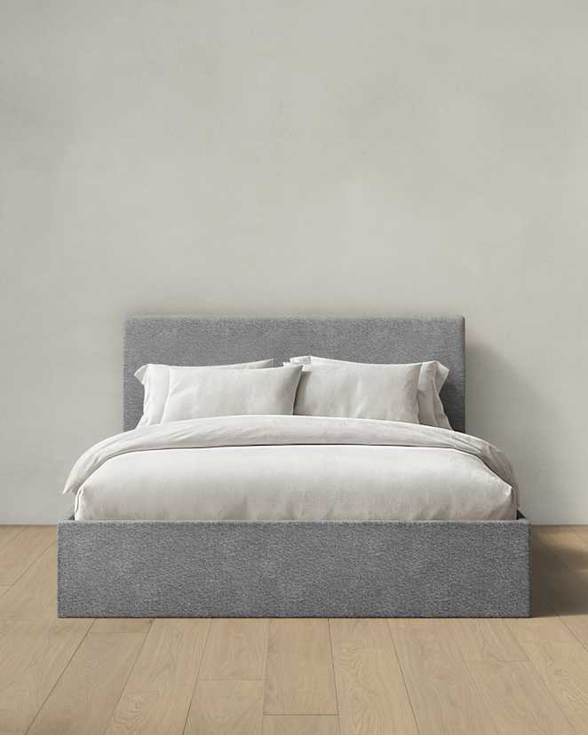 Grey Plush Boucle Square Bed