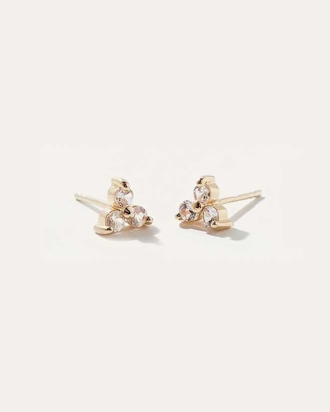 Gold Vermeil White Sapphire Triad Studs